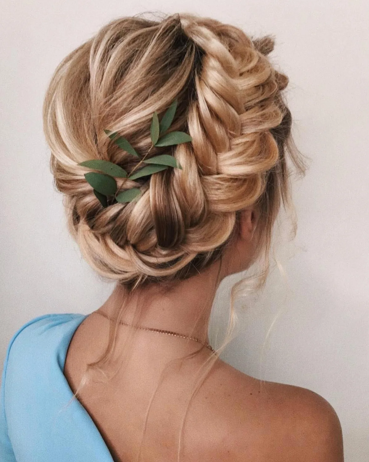 Braided Updo with Eucalyptus Sprig