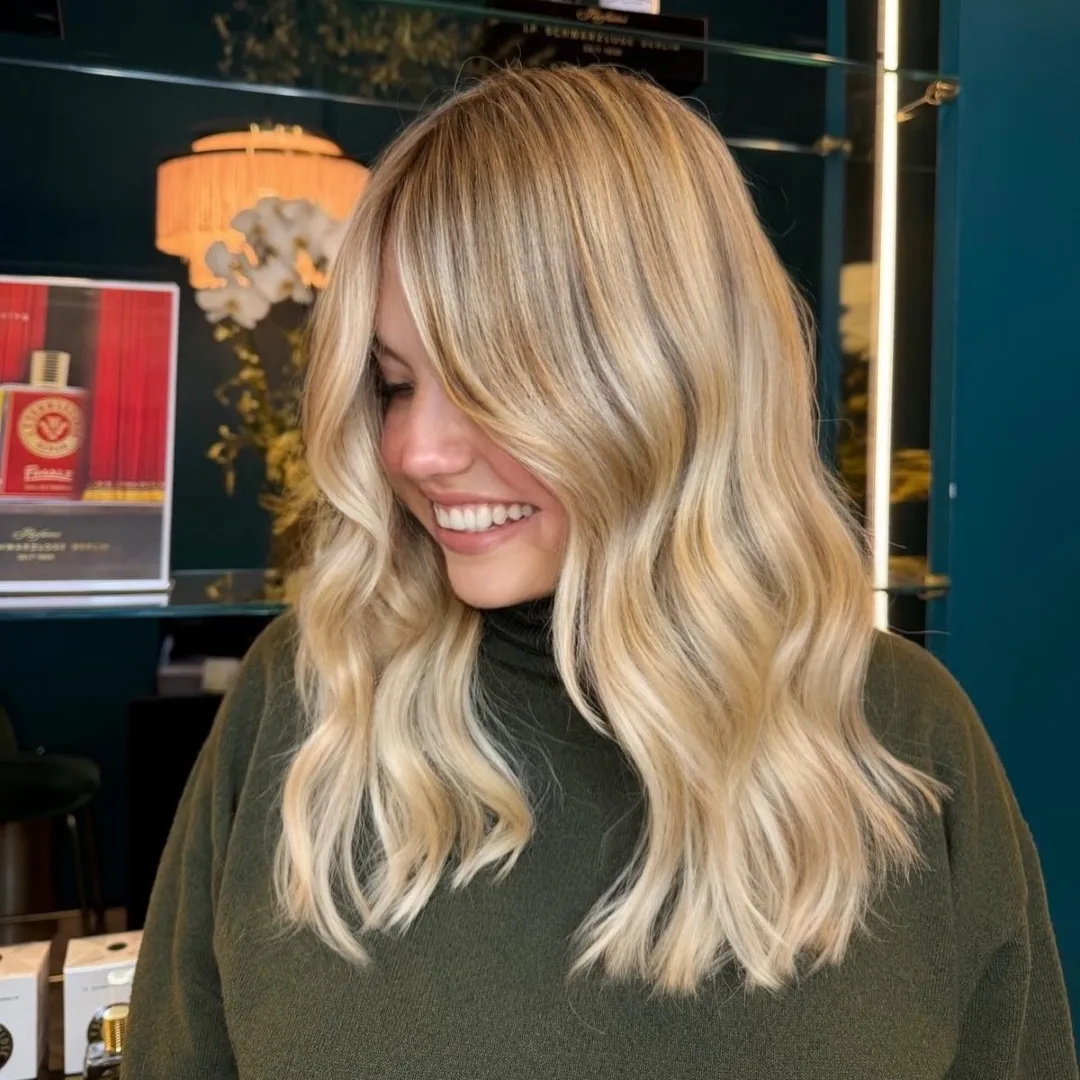 Bright Blonde Balayage with Sandy Root Shadow