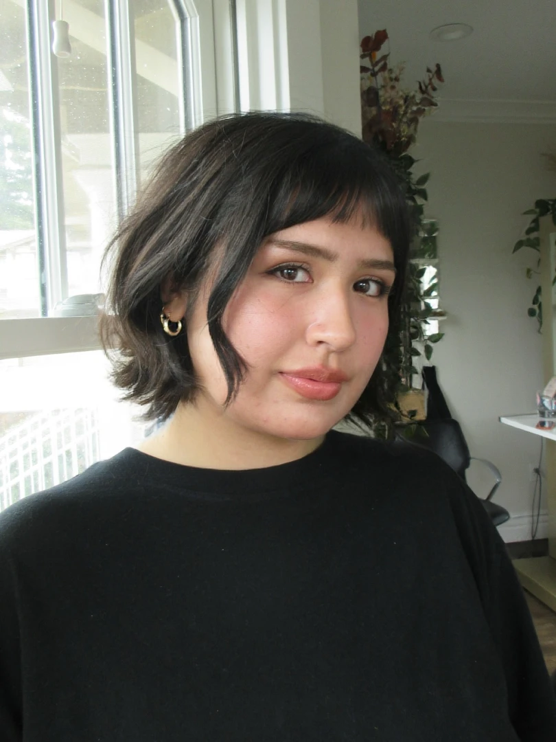 Choppy Dark Bob with Fringe