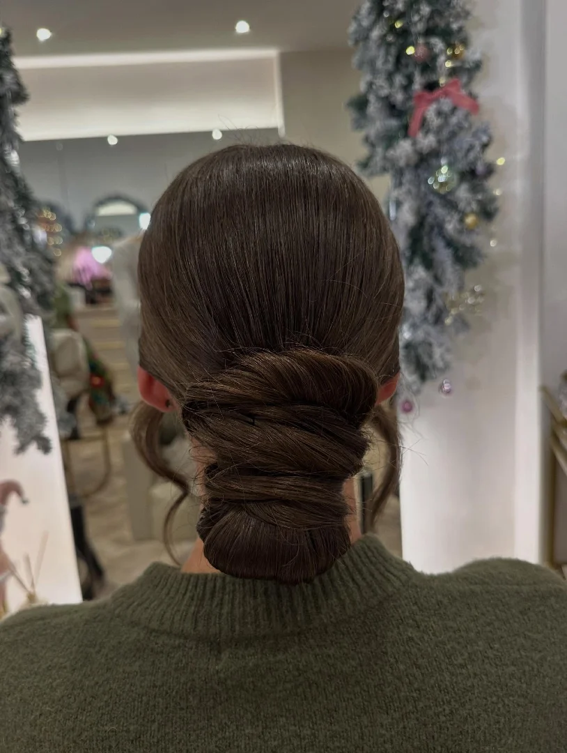 Coiled Low Bun with Wrapped Detail