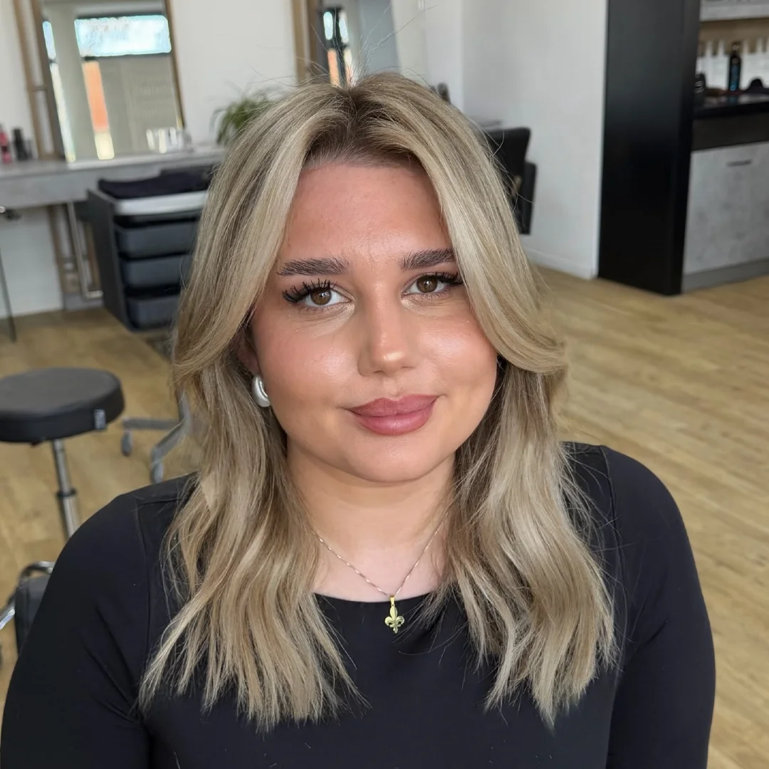 Collarbone Length Ash Blonde Balayage with Soft Root