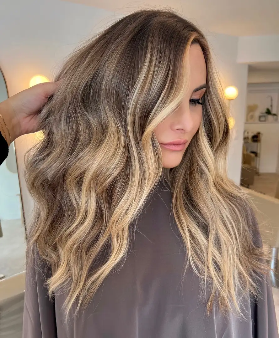 Cool Bronde Balayage with Bright Blonde Front Panels
