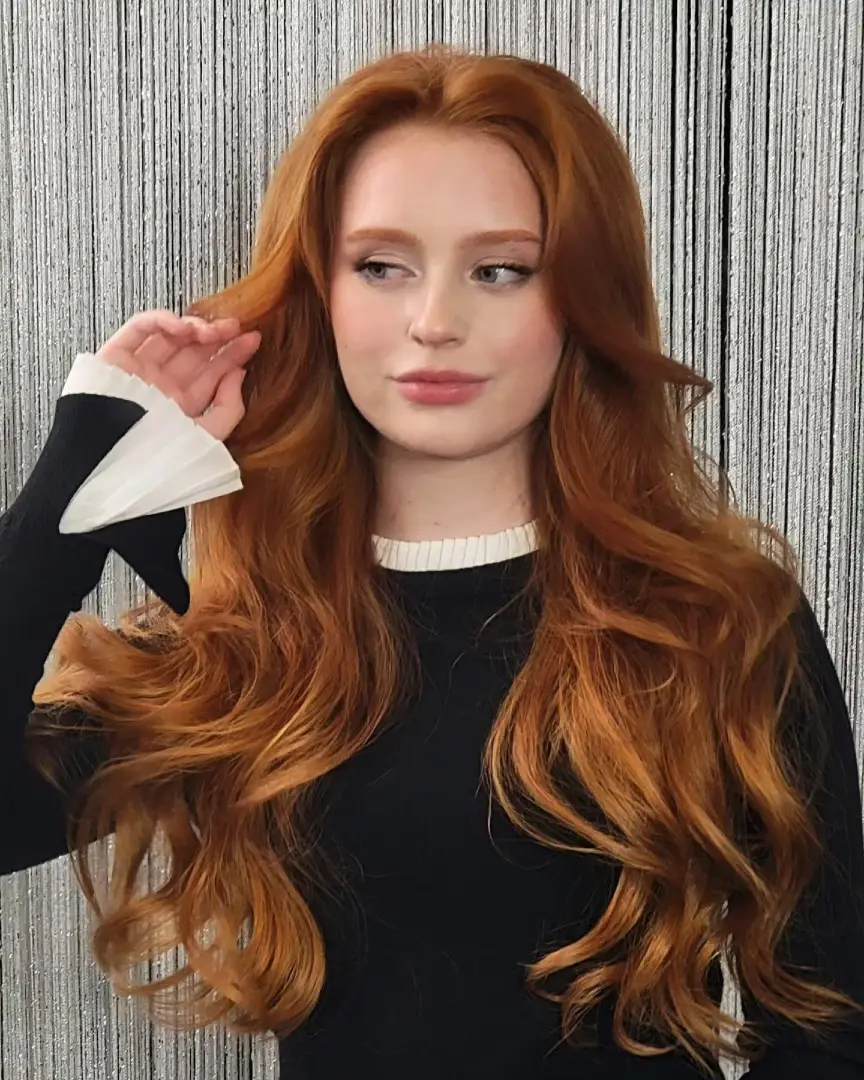 Copper Red Long Layers with Soft Waves