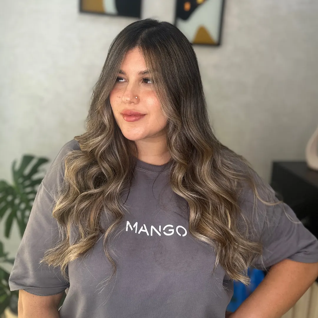 Dark Brown Balayage with Soft Mushroom Blonde Ends