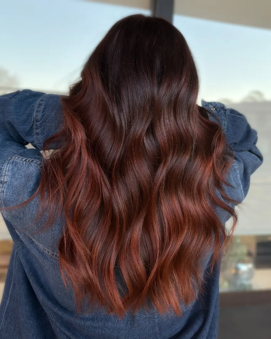 Dark Brown Hair With Burgundy Red Highlights
