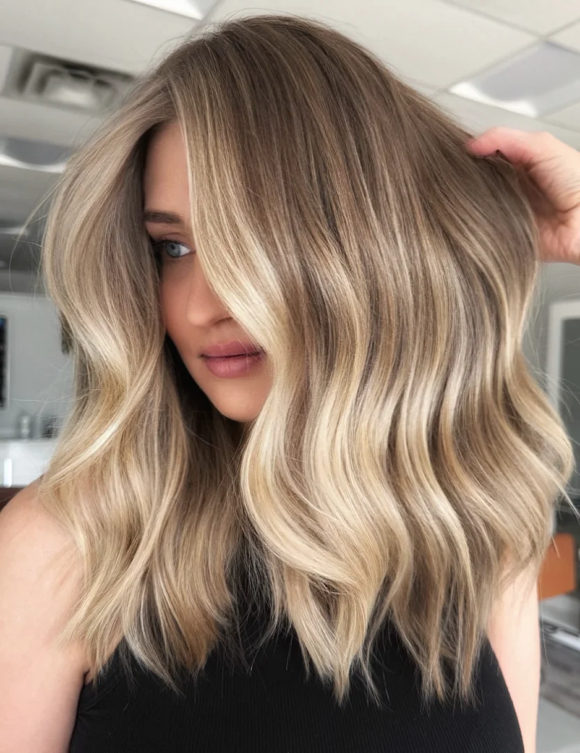 Dark Brown Hair With Cool-Toned Blonde Highlights