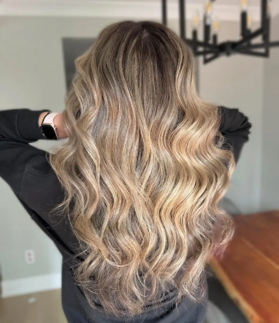 Dark Brown Hair With dimensional Warm Blonde Highlights