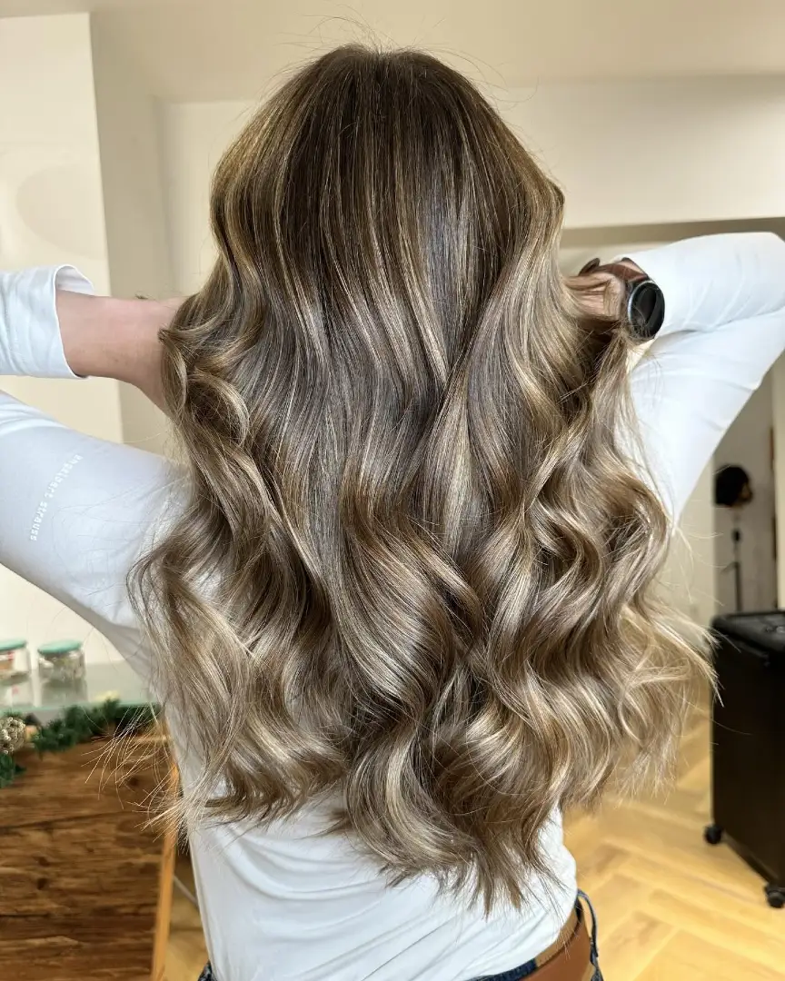 Dimensional Ash Brown Balayage with Pearl Blonde Highlights