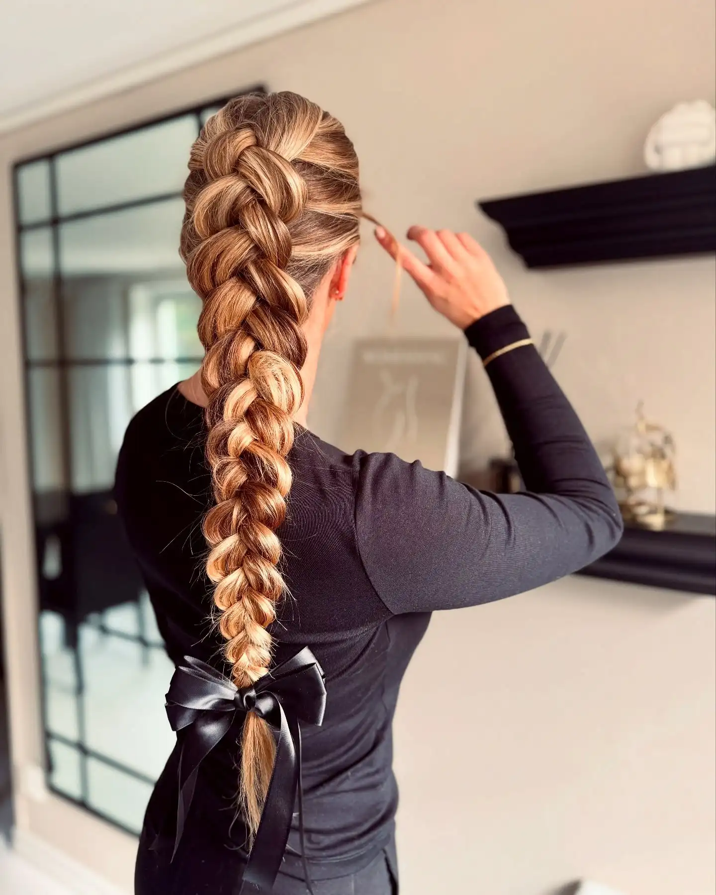 Dutch Braid with Satin Bow Finish