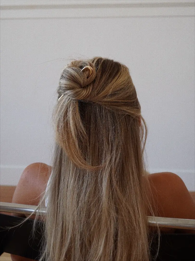 Half-Up Knot with Gold Hair Pin