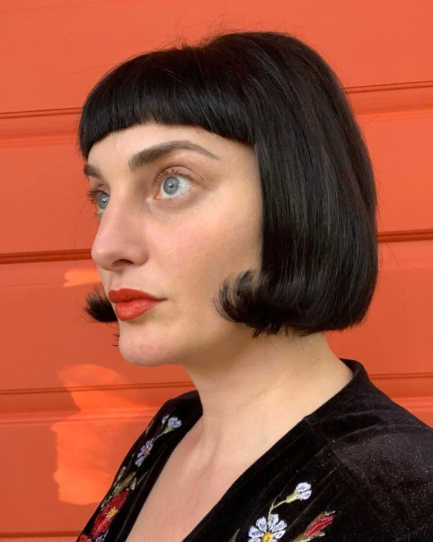 Jet Black French Bob with Micro Bangs