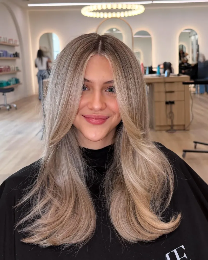 Lived-In Ash Blonde Balayage with Shadow Root