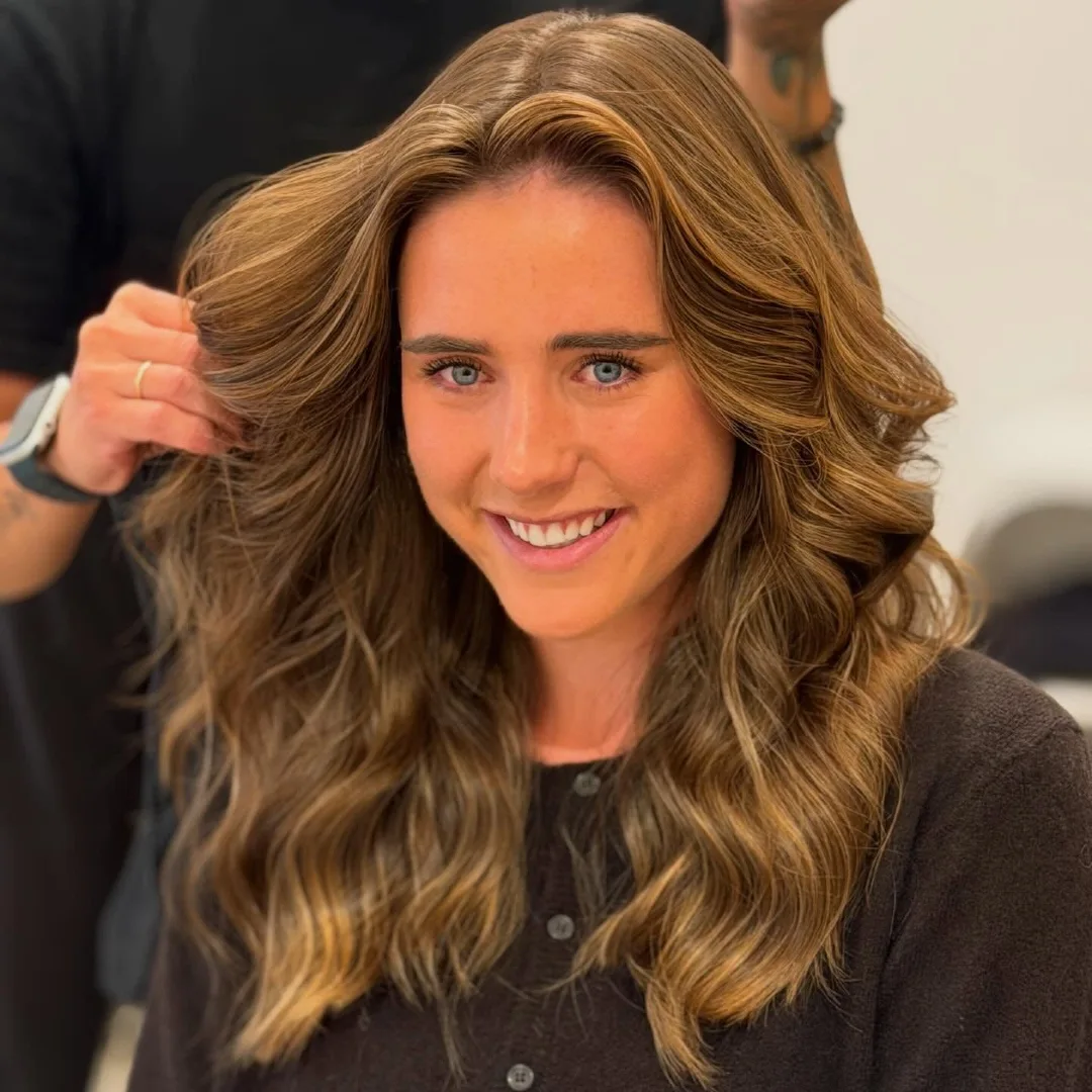 Natural Light Brown Balayage with Subtle Golden Tips