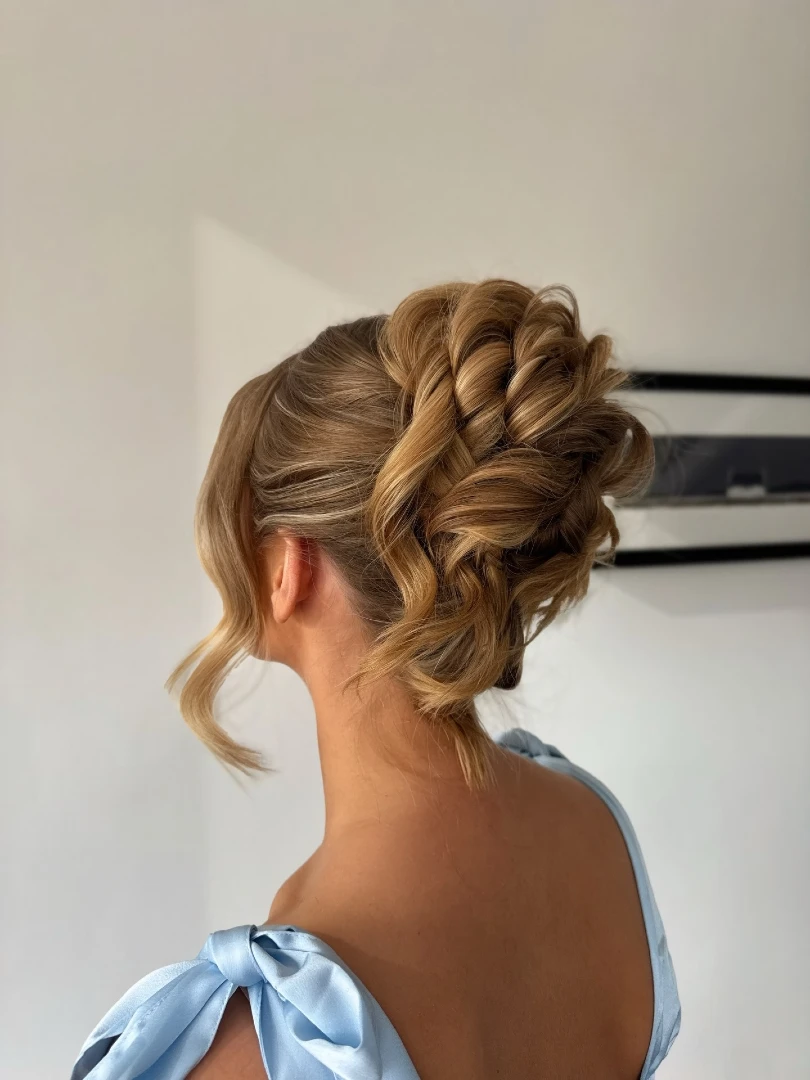 Rope Twist Updo with Soft Wavy Ends