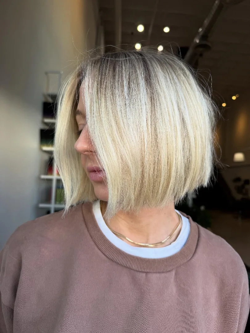 Shadow Root Platinum Blunt Bob