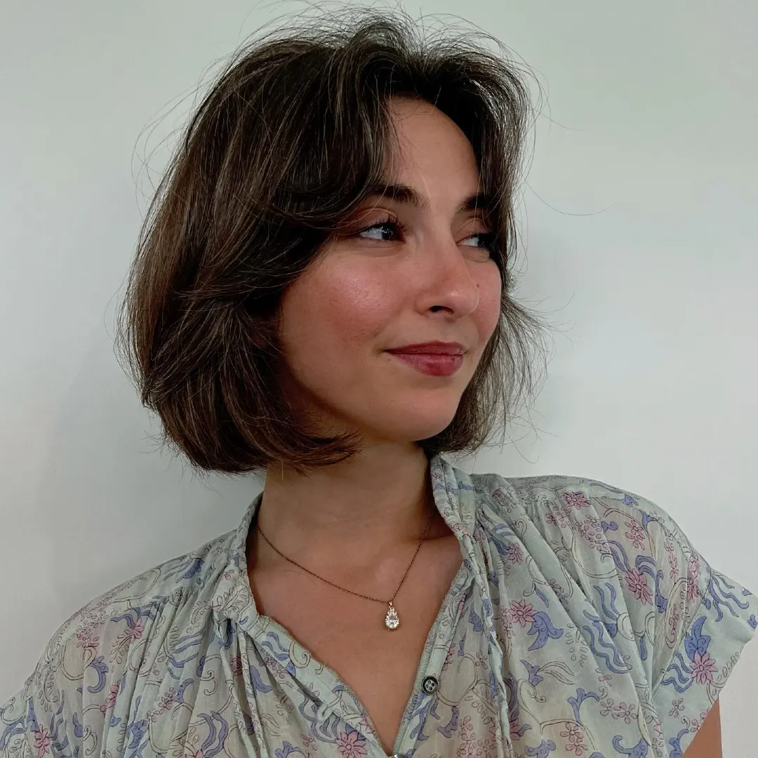 Tousled Chin-Length Bob with Soft Fringe