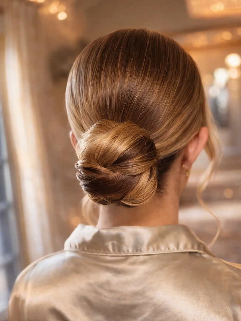 Twisted Low Bun with Balayage Tones