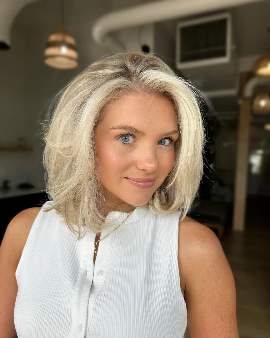 Voluminous Platinum Blonde Bob