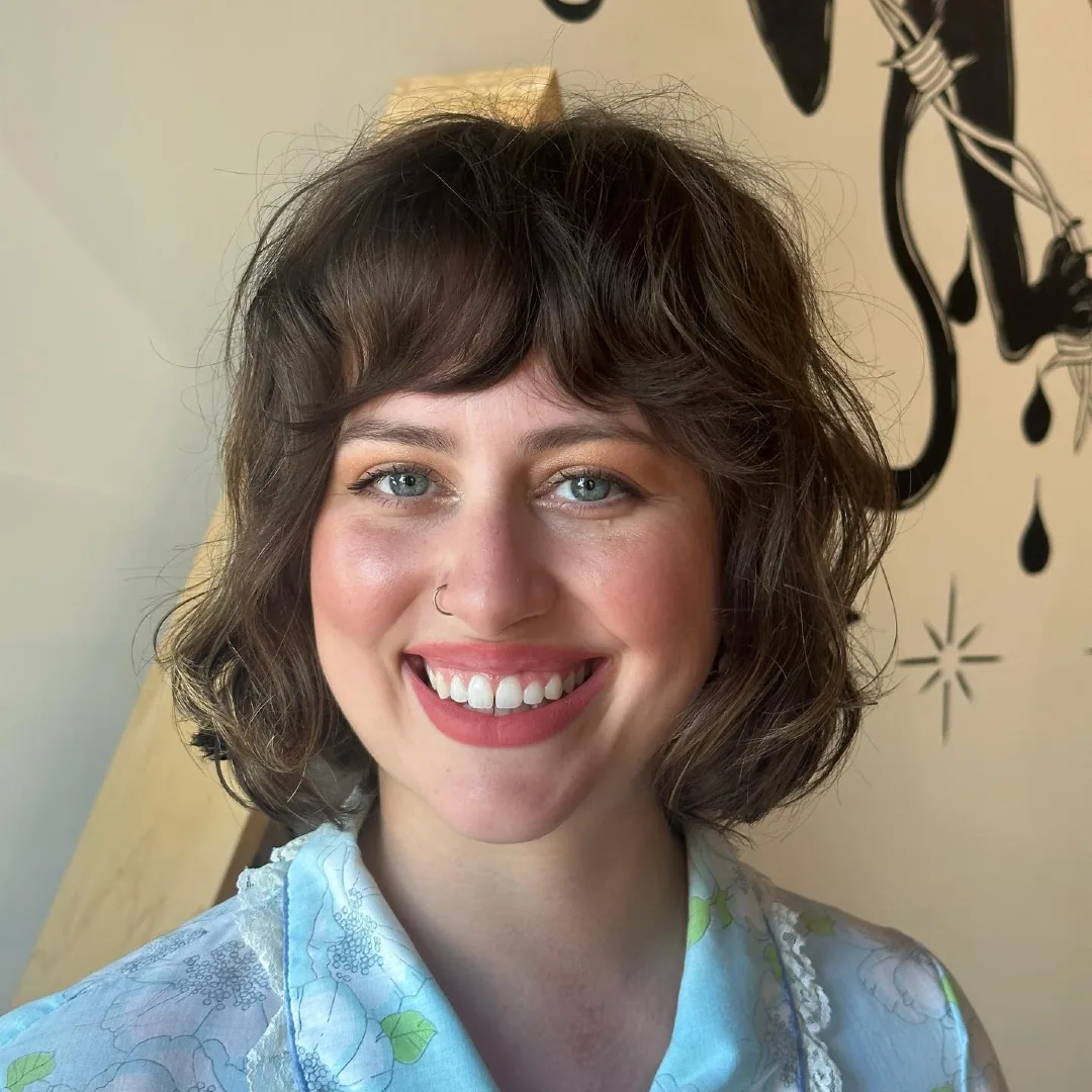 Wavy Shag Bob with Curtain Bangs