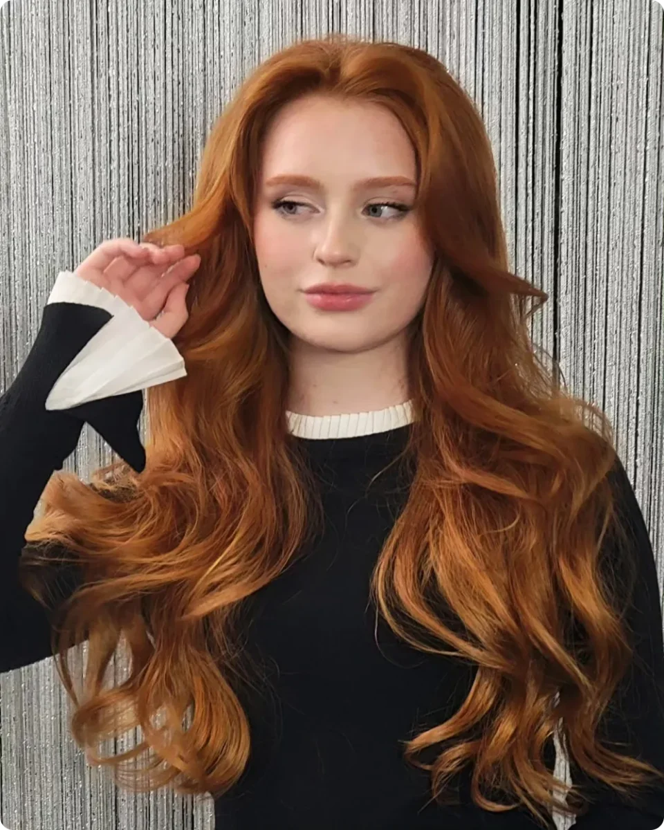 Copper waves with hidden layers underneath and a smooth unbroken top section